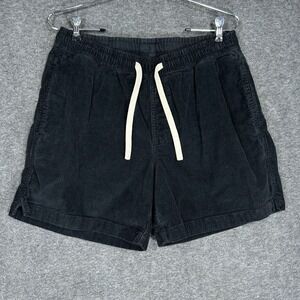 Bear Bottom Corduroy Shorts Mens M Black Elastic Waist Drawstring 5.5" inseam